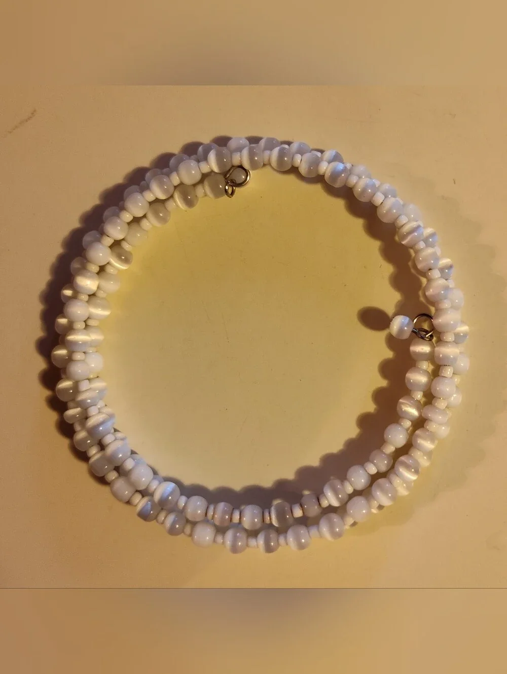 White Glass Beaded Wrap Bracelet